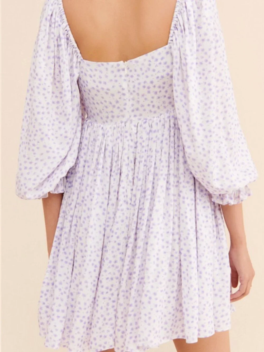 Selkie The Puff Dress in Purple Ditsy Floral - Picture 2 of 7